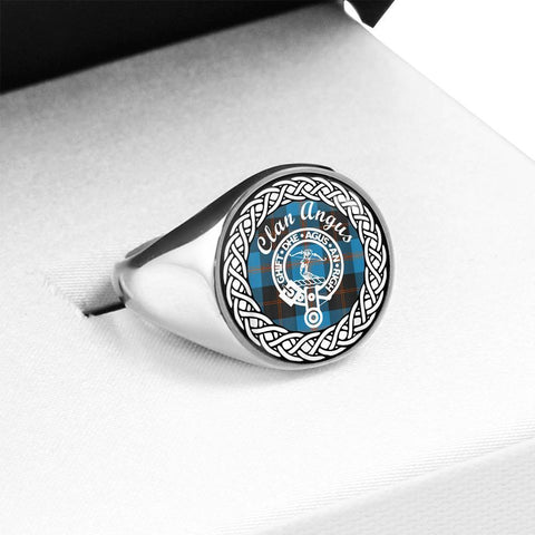 Image of Angus Crest Clan Tartan Ring Scottish