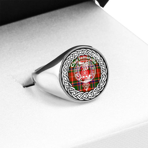 Image of Somerville Crest Clan Tartan Ring Scottish