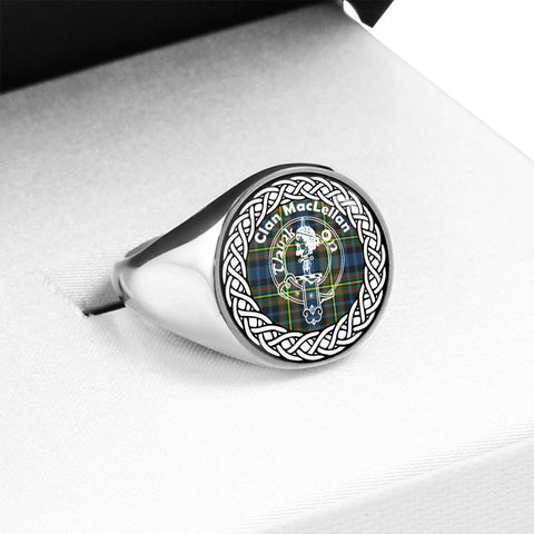 Image of MacLellan Crest Clan Tartan Ring Scottish