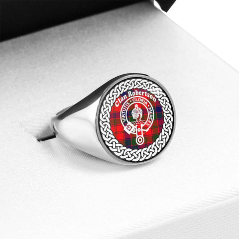Image of Robertson Crest Clan Tartan Ring Scottish