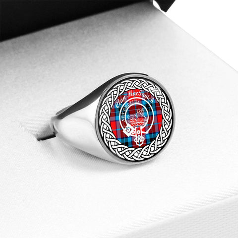 Image of MacTavish Crest Clan Tartan Ring Scottish