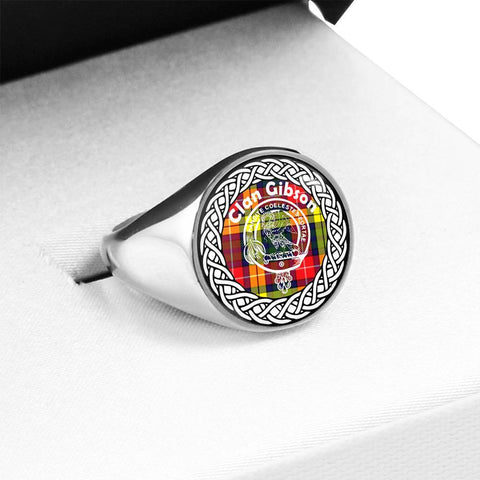 Image of Gibson Crest Clan Tartan Ring Scottish