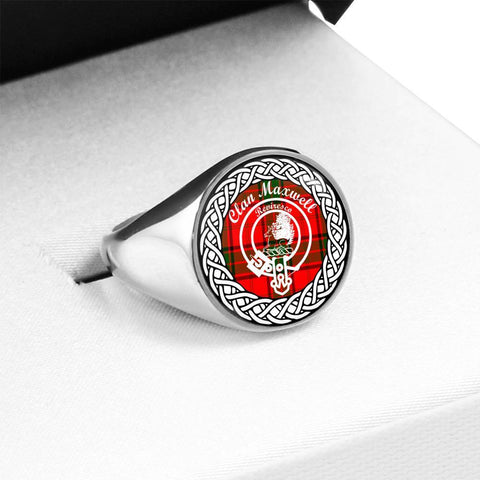 Image of Maxwell Crest Clan Tartan Ring Scottish