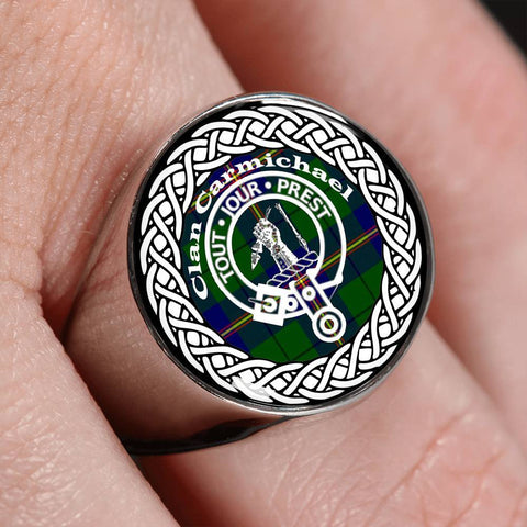 Image of Carmichael Crest Clan Tartan Ring Scottish