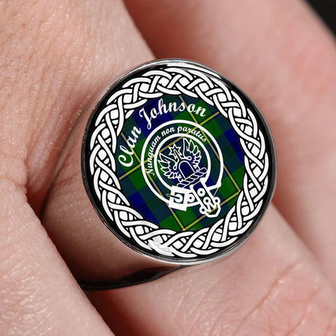 Image of Johnson Crest Clan Tartan Ring Scottish