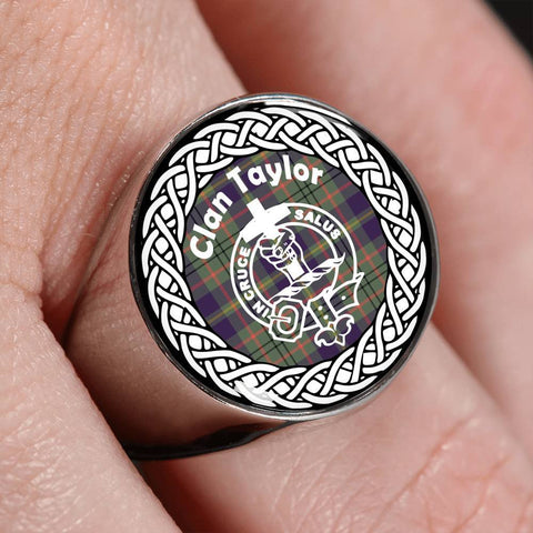 Image of Taylor Crest Clan Tartan Ring Scottish