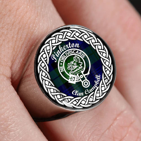 Image of Pinkerton Crest Clan Tartan Ring Scottish