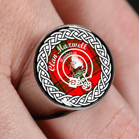 Image of Maxwell Crest Clan Tartan Ring Scottish