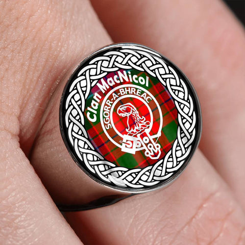 Image of MacNicol Crest Clan Tartan Ring Scottish