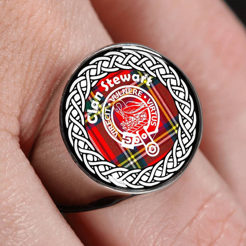 Image of Stewart Crest Clan Tartan Ring Scottish