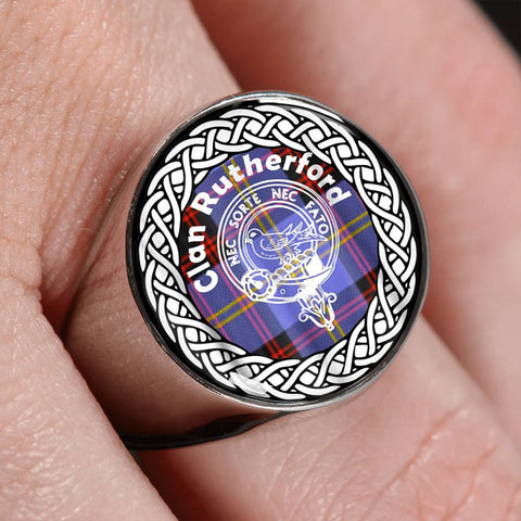 Image of Rutherford Crest Clan Tartan Ring Scottish
