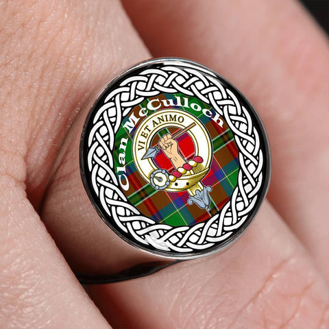 Image of McCulloch Crest Clan Tartan Ring Scottish