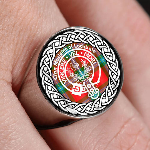 Image of Maclaine Of Lochbuie Crest Clan Tartan Ring Scottish
