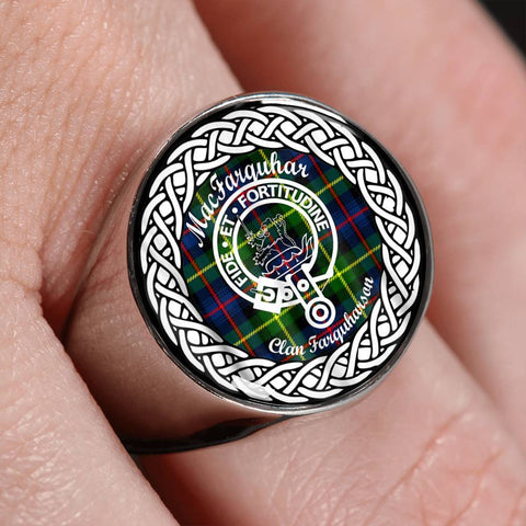 Image of MacFarquhar Crest Clan Tartan Ring Scottish