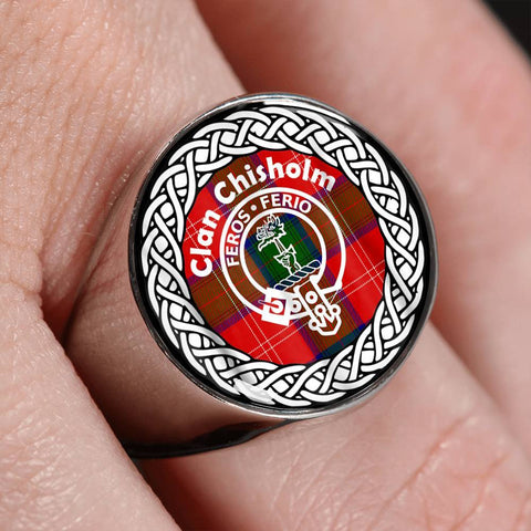 Image of Chisholm Crest Clan Tartan Ring Scottish