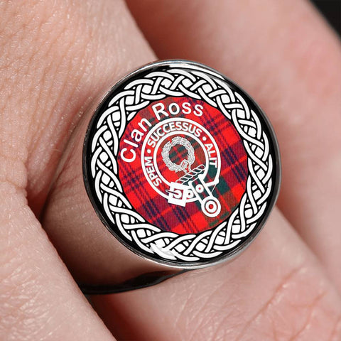 Image of Ross Crest Clan Tartan Ring Scottish