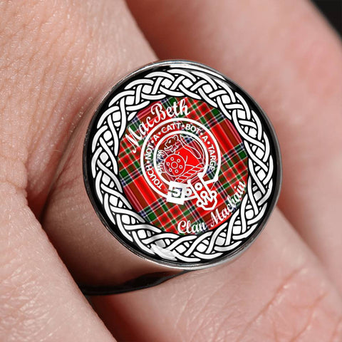 Image of MacBeth Crest Clan Tartan Ring Scottish