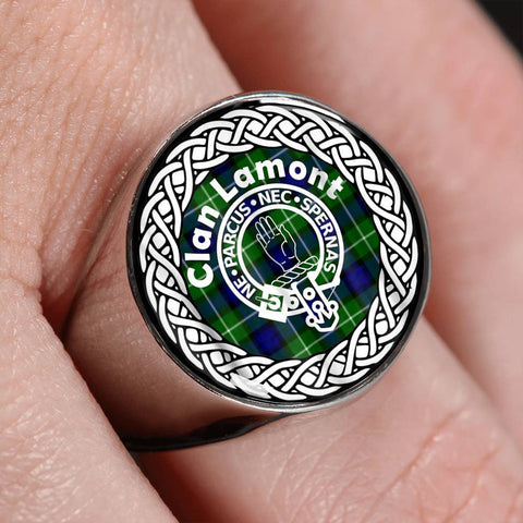 Image of Lamont Crest Clan Tartan Ring Scottish