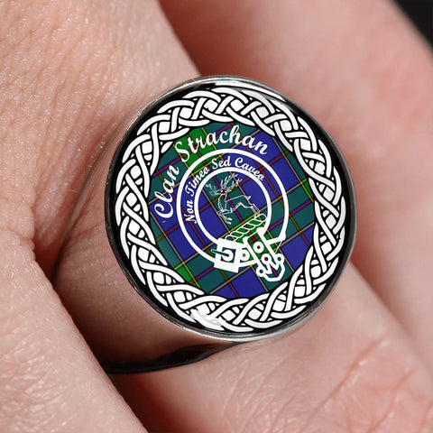 Image of Strachan Crest Clan Tartan Ring Scottish