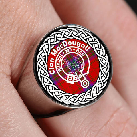 Image of MacDougall Crest Clan Tartan Ring Scottish