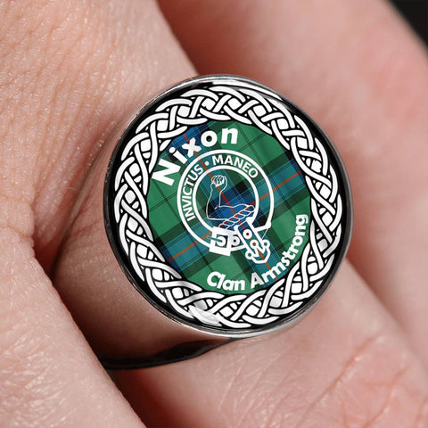 Image of Nixon Crest Clan Tartan Ring Scottish