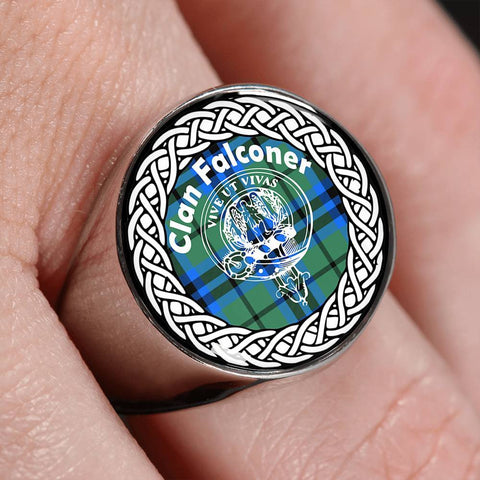 Image of Falconer Crest Clan Tartan Ring Scottish