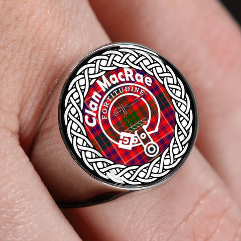 Image of MacRae Crest Clan Tartan Ring Scottish