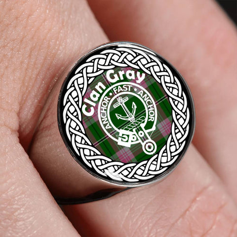 Image of Gray Crest Clan Tartan Ring Scottish