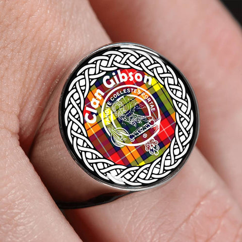 Image of Gibson Crest Clan Tartan Ring Scottish