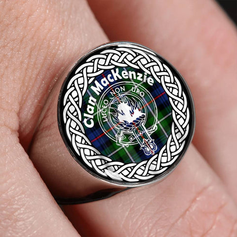 Image of MacKenzie Crest Clan Tartan Ring Scottish
