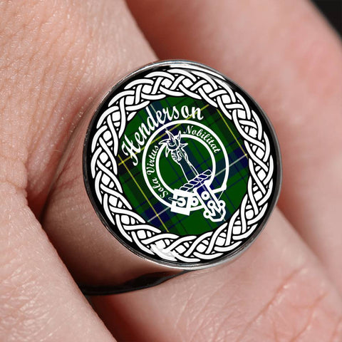 Image of Henderson Crest Clan Tartan Ring Scottish