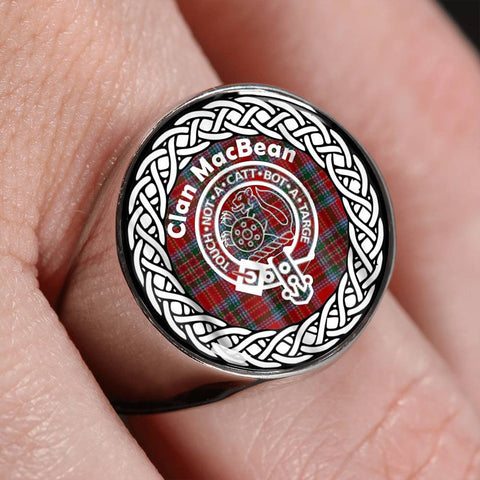 Image of MacBean Crest Clan Tartan Ring Scottish