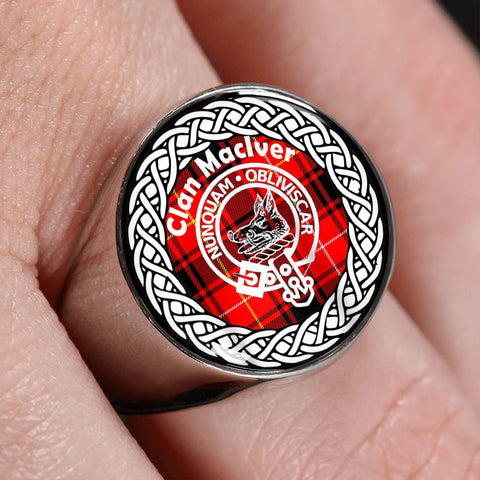 Image of Maclver Crest Clan Tartan Ring Scottish