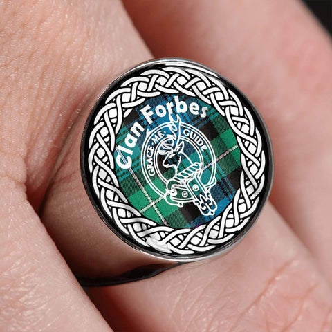 Image of Forbes Crest Clan Tartan Ring Scottish