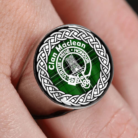 Image of Maclean Crest Clan Tartan Ring Scottish