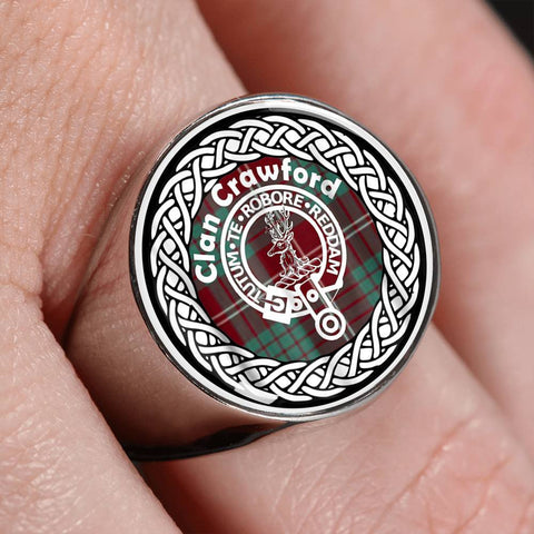 Image of Crawford Crest Clan Tartan Ring Scottish