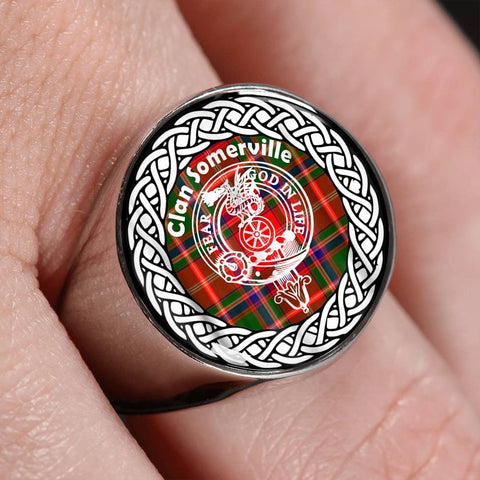 Image of Somerville Crest Clan Tartan Ring Scottish