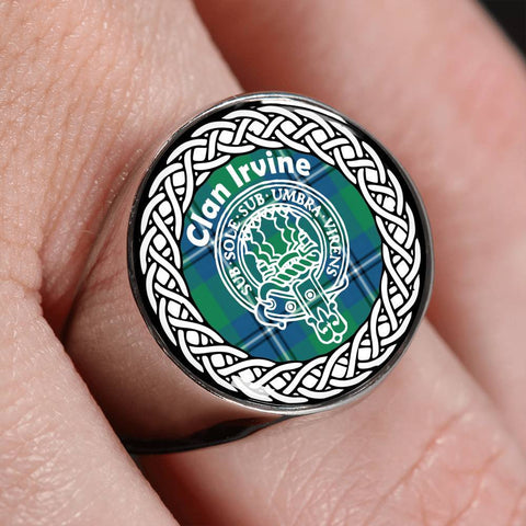 Image of Irvine Crest Clan Tartan Ring Scottish