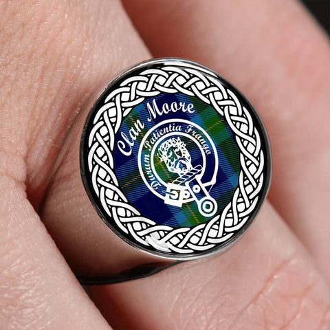 Image of Moore Crest Clan Tartan Ring Scottish