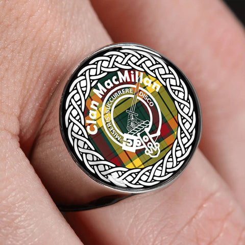Image of MacMillan Crest Clan Tartan Ring Scottish