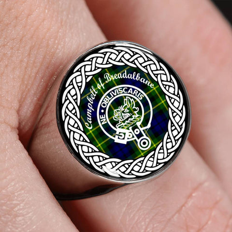 Image of Campbell Of Breadalbane Crest Clan Tartan Ring Scottish