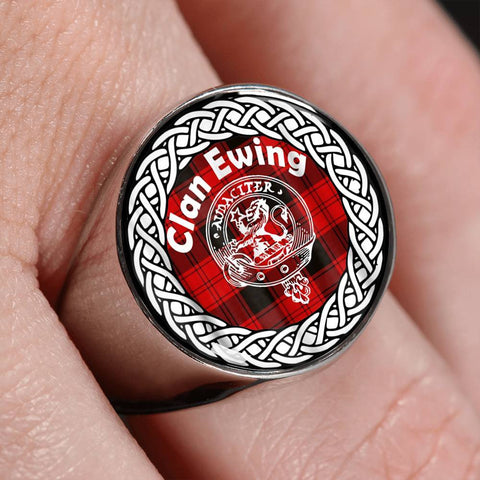 Image of Ewing Crest Clan Tartan Ring Scottish
