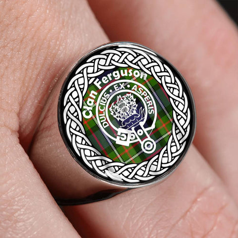Image of Ferguson Crest Clan Tartan Ring Scottish