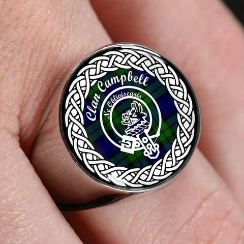 Image of Campbell Crest Clan Tartan Ring Scottish