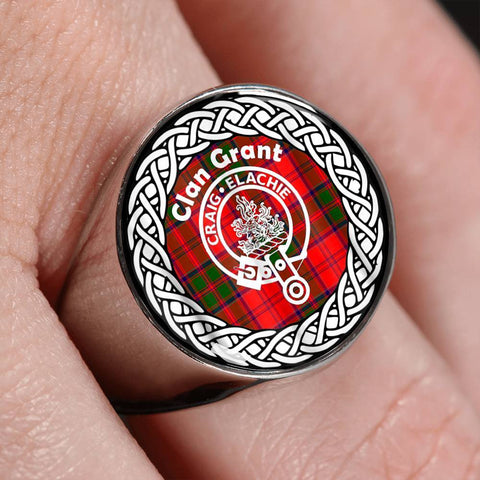 Image of Grant Crest Clan Tartan Ring Scottish