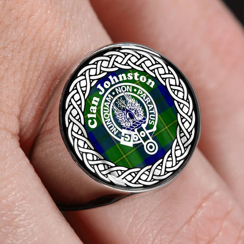 Image of Johnston Crest Clan Tartan Ring Scottish