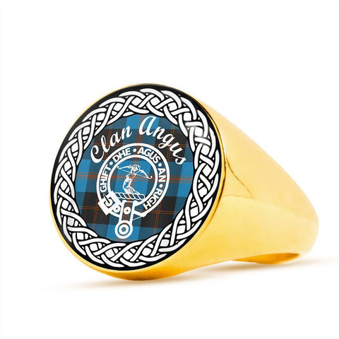 Image of Angus Crest Clan Tartan Ring Scottish