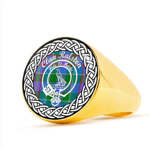 Image of Ralston Crest Clan Tartan Ring Scottish