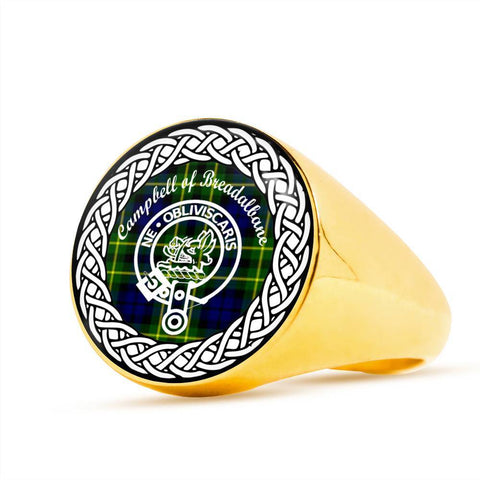 Image of Campbell Of Breadalbane Crest Clan Tartan Ring Scottish