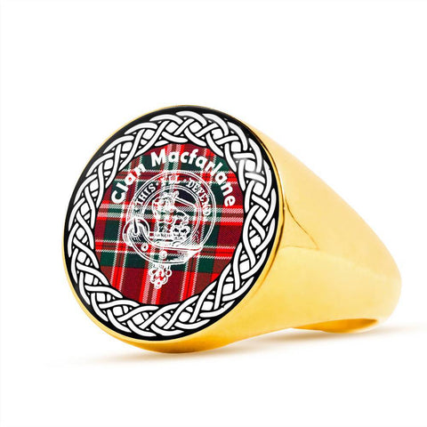 Image of Macfarlane Crest Clan Tartan Ring Scottish